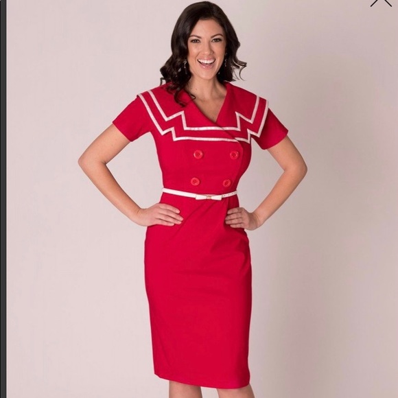 Bettie Page Dresses & Skirts - Betti Page Cute Pencil style Sailor Dress!
